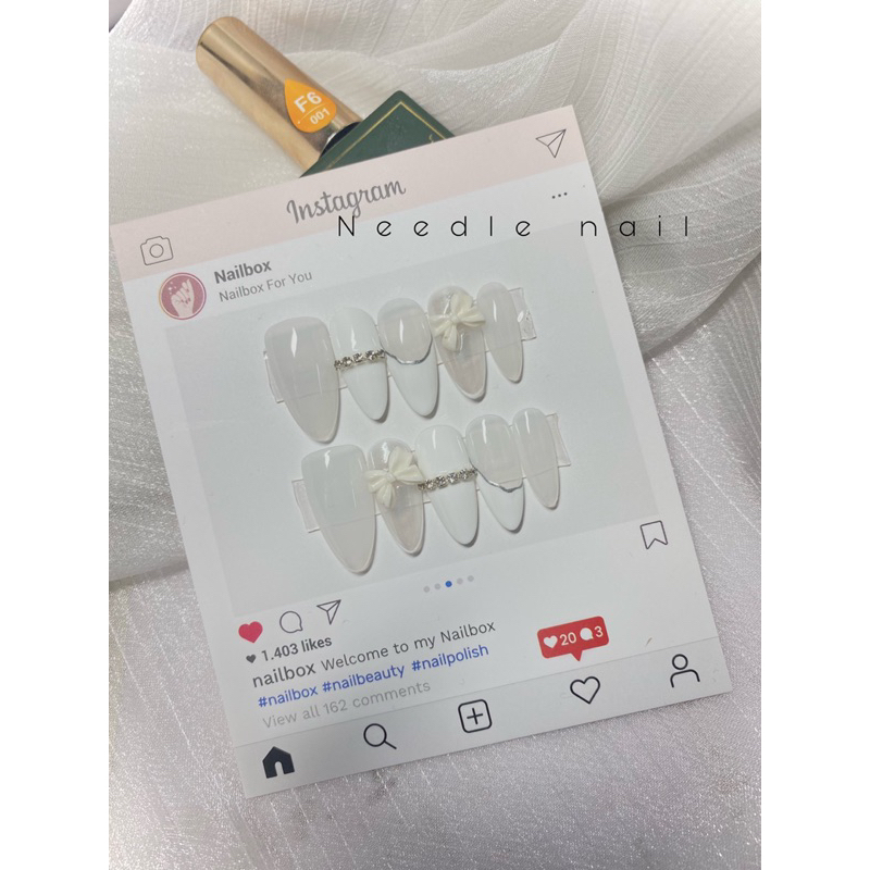 Móng tay giả thiết kế thủ công đính nơ nhẹ nhàng chỉ 55k