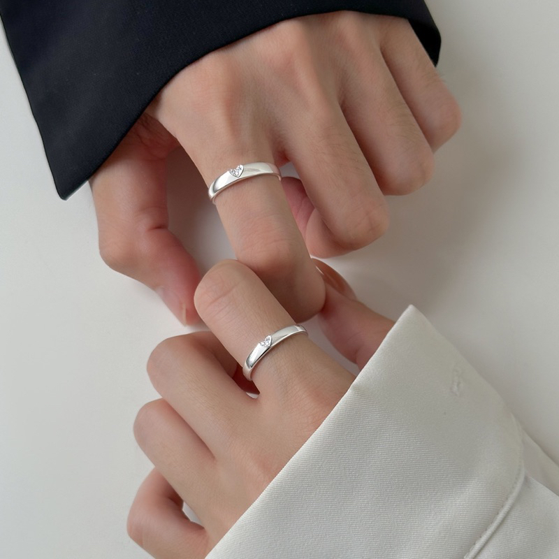 Nhẫn Đôi | Nhẫn Cặp Khoét Tim Đính Đá Chuẩn Bạc S925-Blackmeo