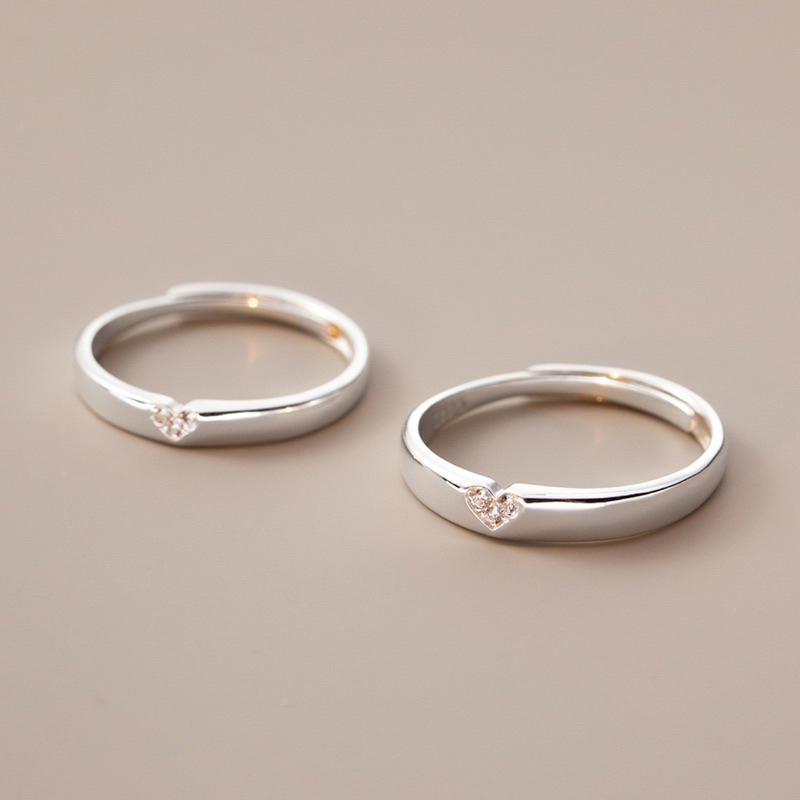 Nhẫn Đôi | Nhẫn Cặp Khoét Tim Đính Đá Chuẩn Bạc S925-Blackmeo