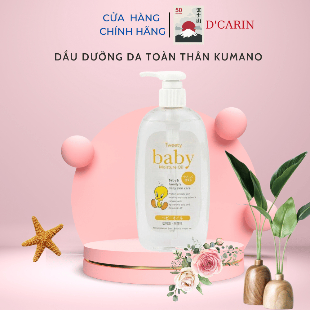 Dầu Dưỡng Da Toàn Thân Cho Bé Kumano Tweety Baby Oil 300ml Giữ Ẩm Da K