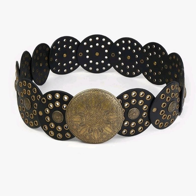 Đai Thắt Lưng Bản To Low Waist Hoạ Tiết Vintage, Punk Bấm Lỗ Thời Trang Y2K