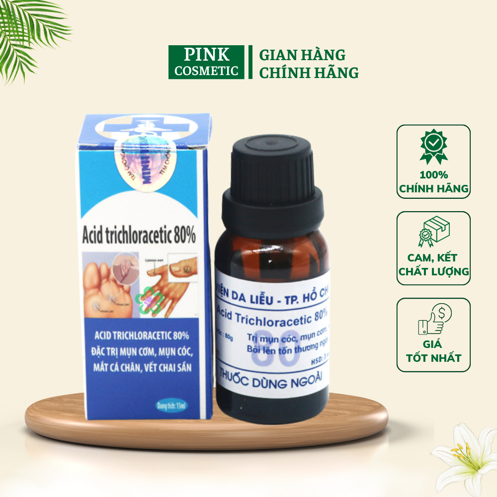 Loại bỏ mụn cóc, mụn cơm, mắt cá chân, mụn thịt, nốt chai sần viện da liễu - Acid Trichloracetic 80%