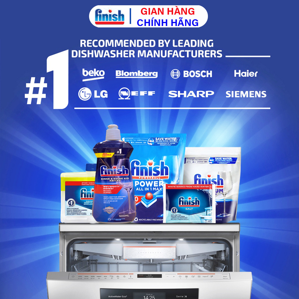 Gel Rửa Chén Bát Finish Classic Chai 1500 ml Rửa Sạch Và Tiết Kiệm Nhập Khẩu Châu Âu Chính Hãng