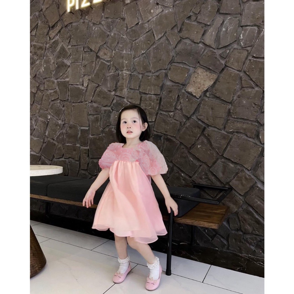 Váy babydoll hàn quốc, váy mùa hè cho bé gái hot tream phong cách vitage 8-14kg