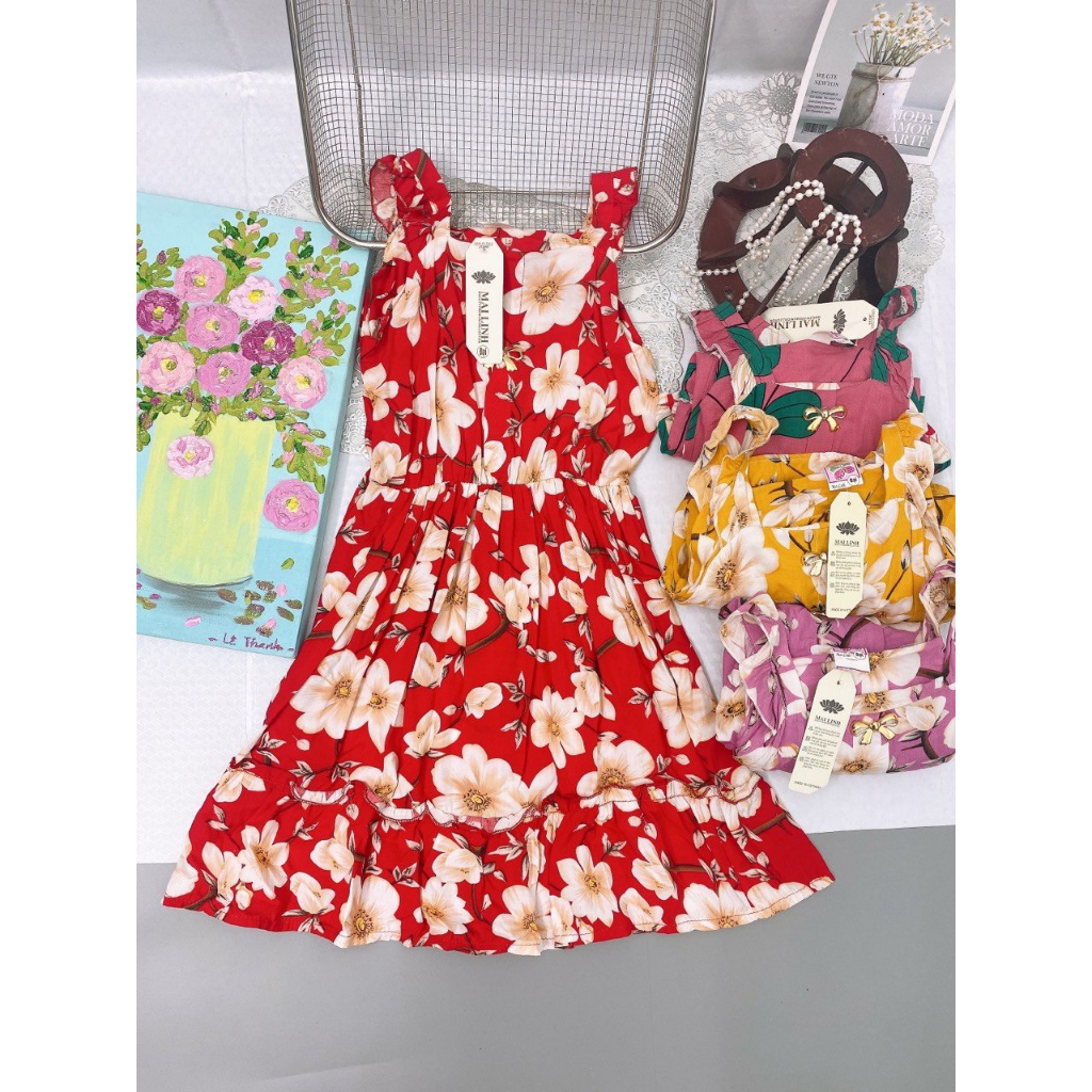 Váy lanh lụa bé gái siêu đại quảng châu xịn xò từ 18-30kg, váy lanh hè cho bé gái