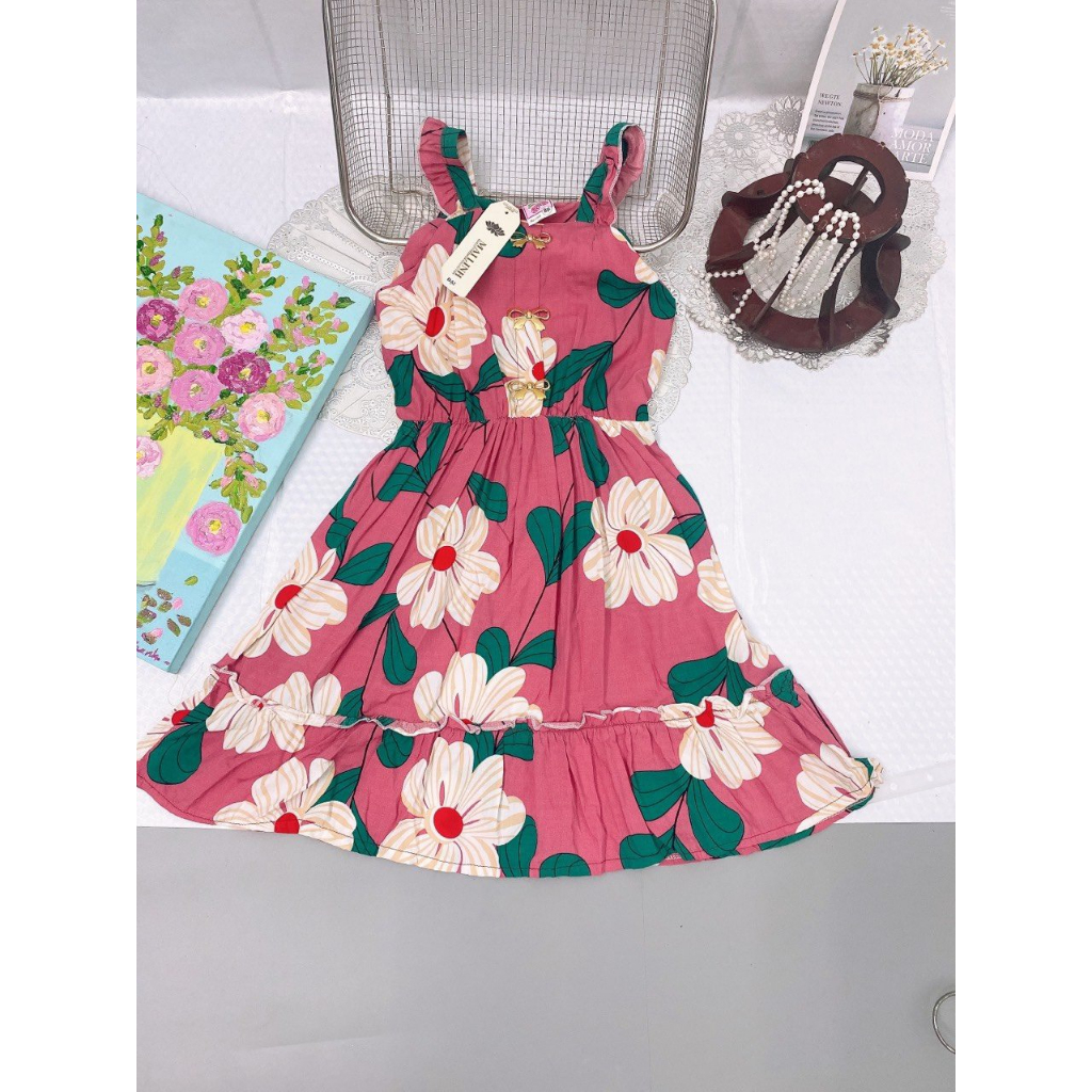 Váy lanh lụa bé gái siêu đại quảng châu xịn xò từ 18-30kg, váy lanh hè cho bé gái