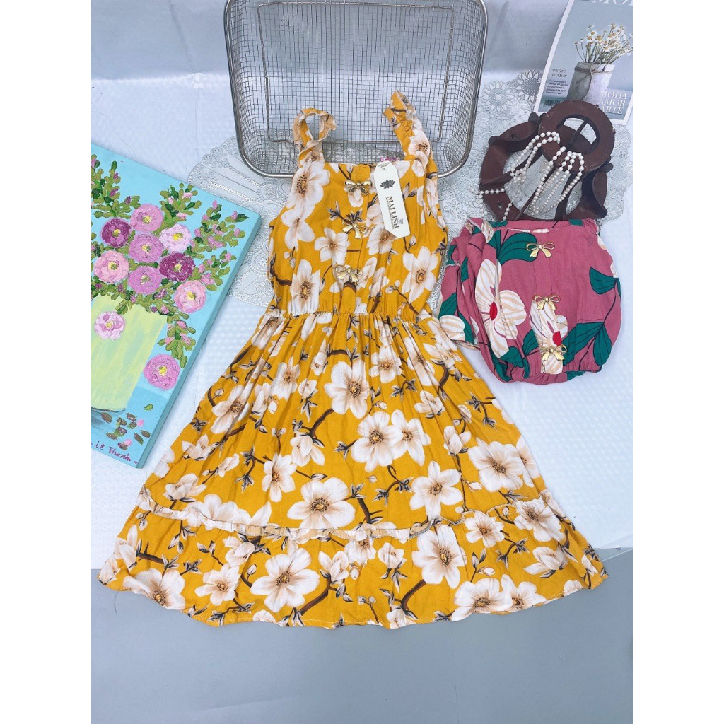 Váy lanh lụa bé gái siêu đại quảng châu xịn xò từ 18-30kg, váy lanh hè cho bé gái