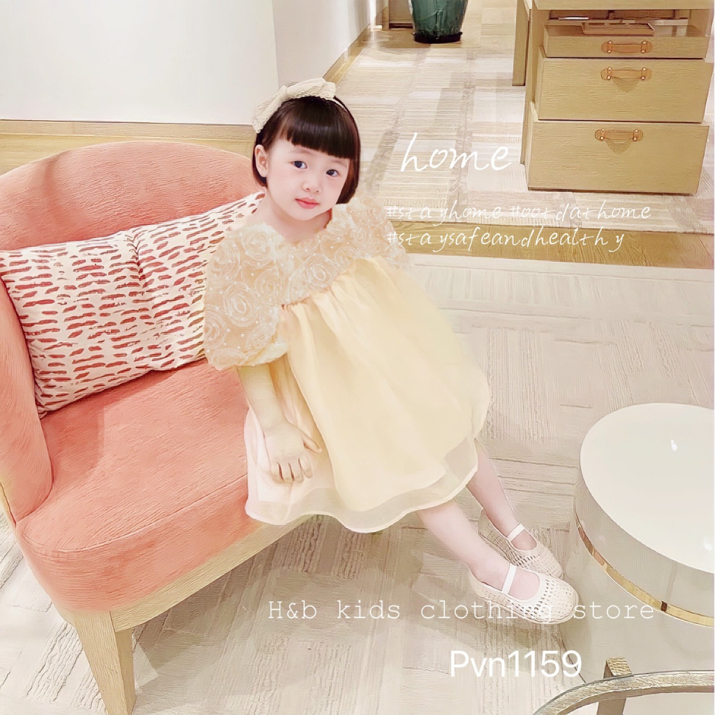 Váy babydoll hàn quốc, váy mùa hè cho bé gái hot tream phong cách vitage 8-14kg