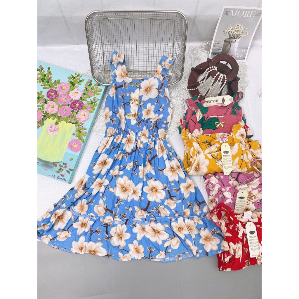 Váy lanh lụa bé gái siêu đại quảng châu xịn xò từ 18-30kg, váy lanh hè cho bé gái