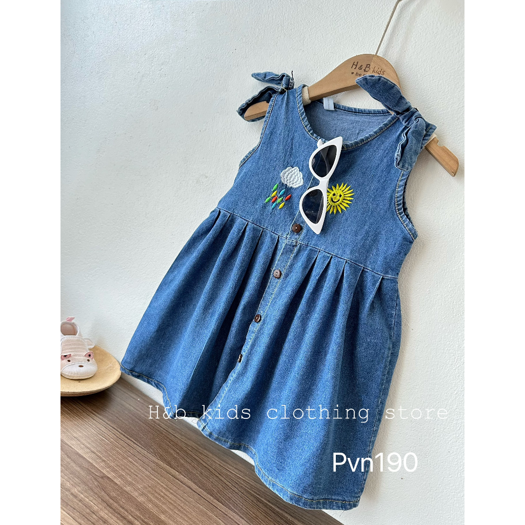 Váy jean baby doll cho bé gái 8-25kg, váy suông bò cho bé gái siêu xinh