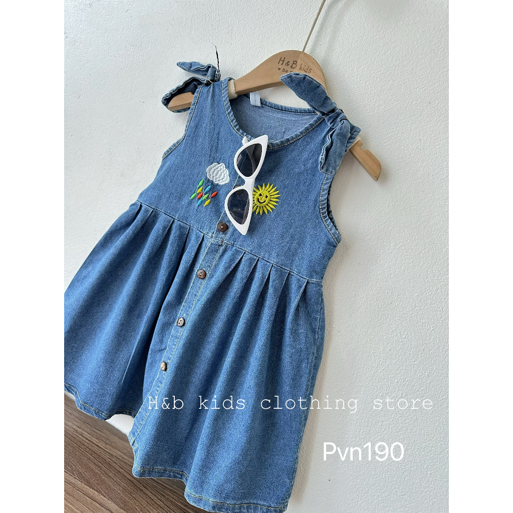 Váy jean baby doll cho bé gái 8-25kg, váy suông bò cho bé gái siêu xinh