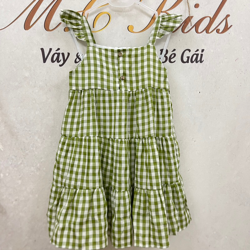Đầm bé gái 2 dây cánh tiên bản to carro trơn 8-26kg❤️freeship❤️Tặng no kẹp tóc M.C kids