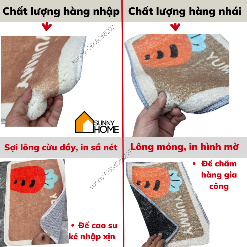 [ 🔥 Mẫu mới 🔥 ] Thảm lau chân cao cấp hàng loại 1 lông cừu siêu mềm mại thấm hút tốt [40x60]