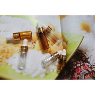 Chai chiết serum 2 3 5ml màu nâu và trắng mỏng khoen vàng bóp trắng