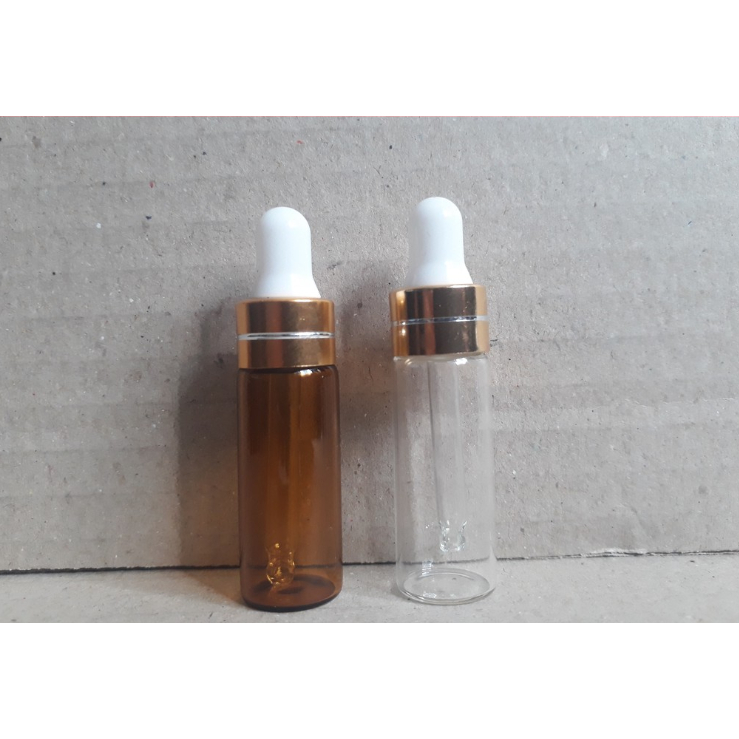 Chai chiết serum 2 3 5ml màu NÂU VÀ TRẮNG mỏng khoen vàng bóp trắng