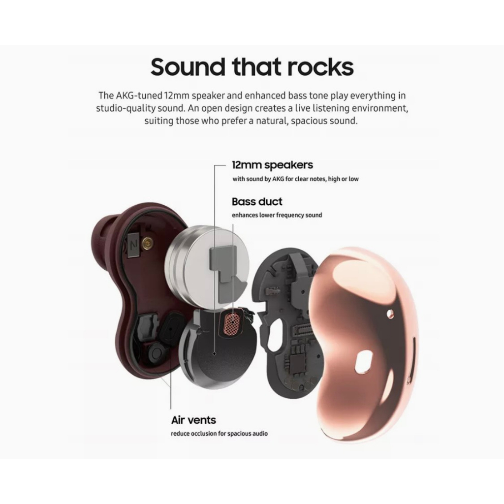 Tai Nghe Bluetooth Không dây Buds live hạt đậu r180. Tai nghe gaming pin trâu.Chống ồn ANC. Loa AKG. Kháng nước IPX5