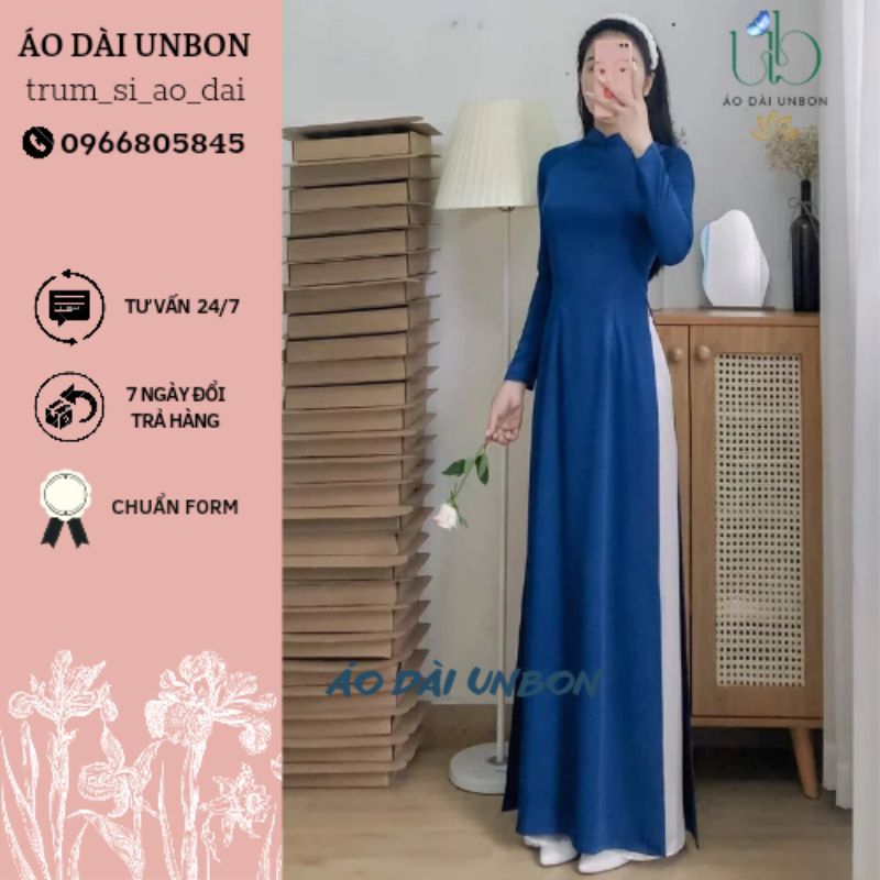 Áo dài truyền thống, áo dài nữ lụa Tây Thi cao cấp may sẵn thiết kế chiết eo đẹp, áo dài màu xanh than đẹp sang chảnh.