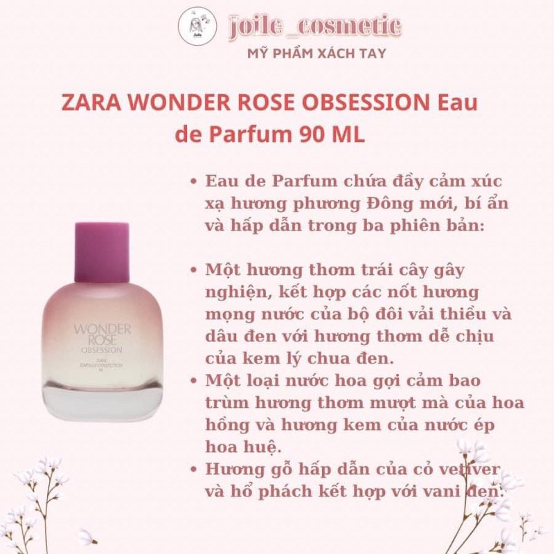 NƯỚC HOA ZARA WONDER ROSE 90ml FULLBOX