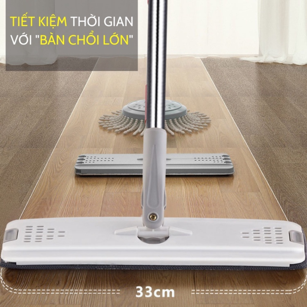 Cây lau nhà thông minh, chổi lau nhà kèm thùng cao cấp, cơ chế tự vắt thông minh, xoay được 360 độ, tặng kèm bông lau