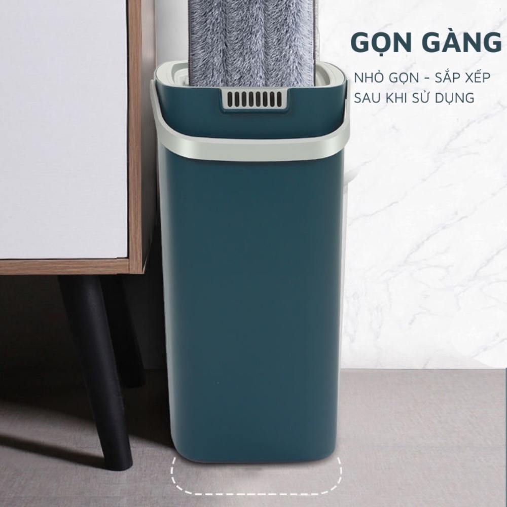 Cây lau nhà thông minh, chổi lau nhà kèm thùng cao cấp, cơ chế tự vắt thông minh, xoay được 360 độ, tặng kèm bông lau