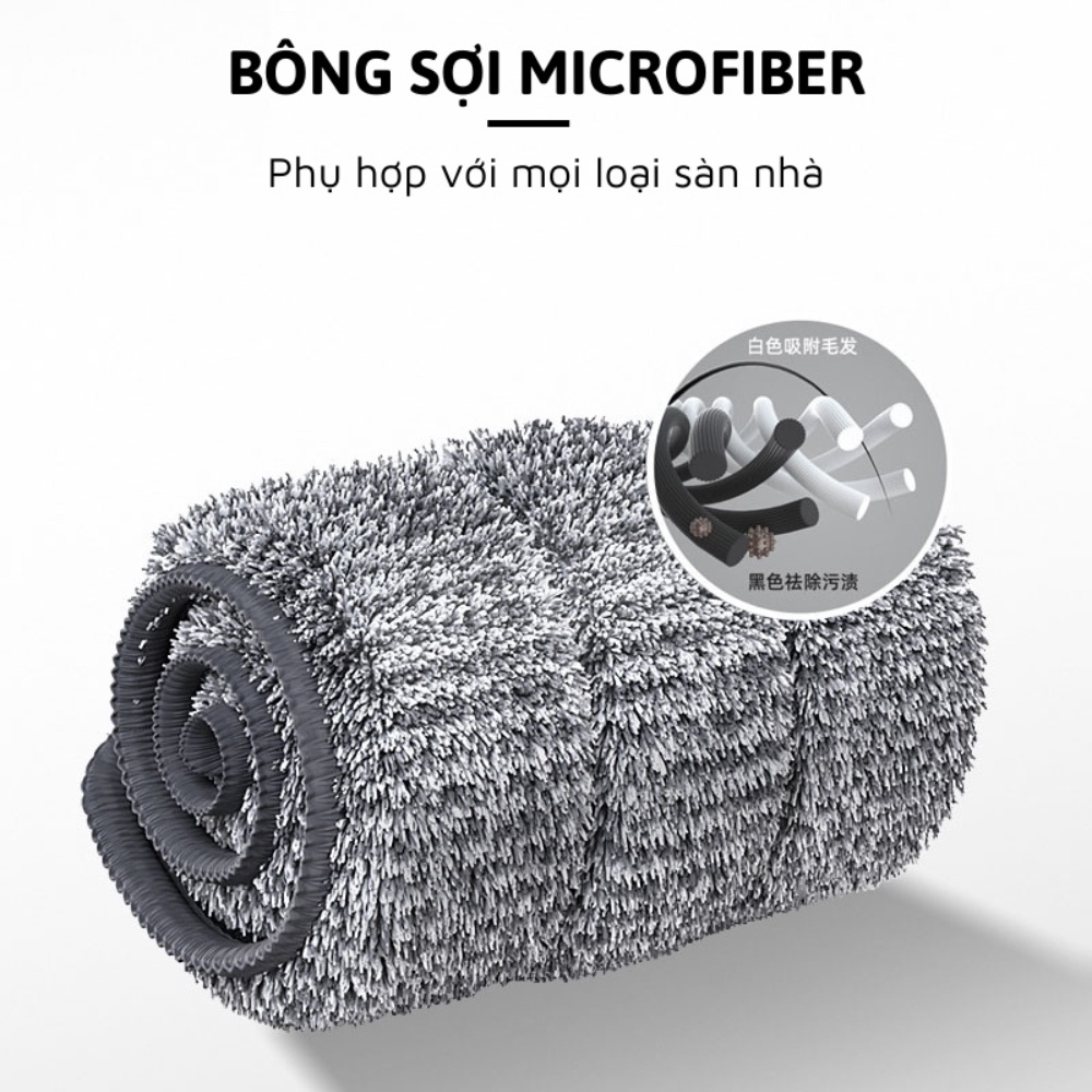 Cây lau nhà thông minh, chổi lau nhà kèm thùng cao cấp, cơ chế tự vắt thông minh, xoay được 360 độ, tặng kèm bông lau