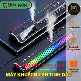 Máy khuếch tán tinh dầu xe hơi kèm dải đèn led cảm biến theo nhạc & biển số điện thoại cho xe hơi, xe ô tô