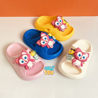 Dép lê dép đi biển họa tiết Cáo Hồng cho bé trai bé gái, siêu nhẹ với sticker dễ thương đính trên dép
