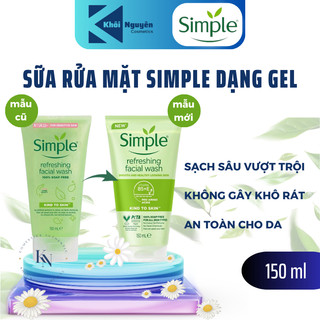 Sữa rửa mặt simple refreshing facial wash dạng gel tuýp 150ml - dịu nhẹ cho da dầu mụn, nhạy cảm