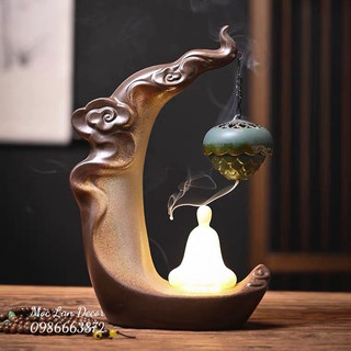 Tiểu cảnh lư sen treo xông trầm, lư xông trầm hương