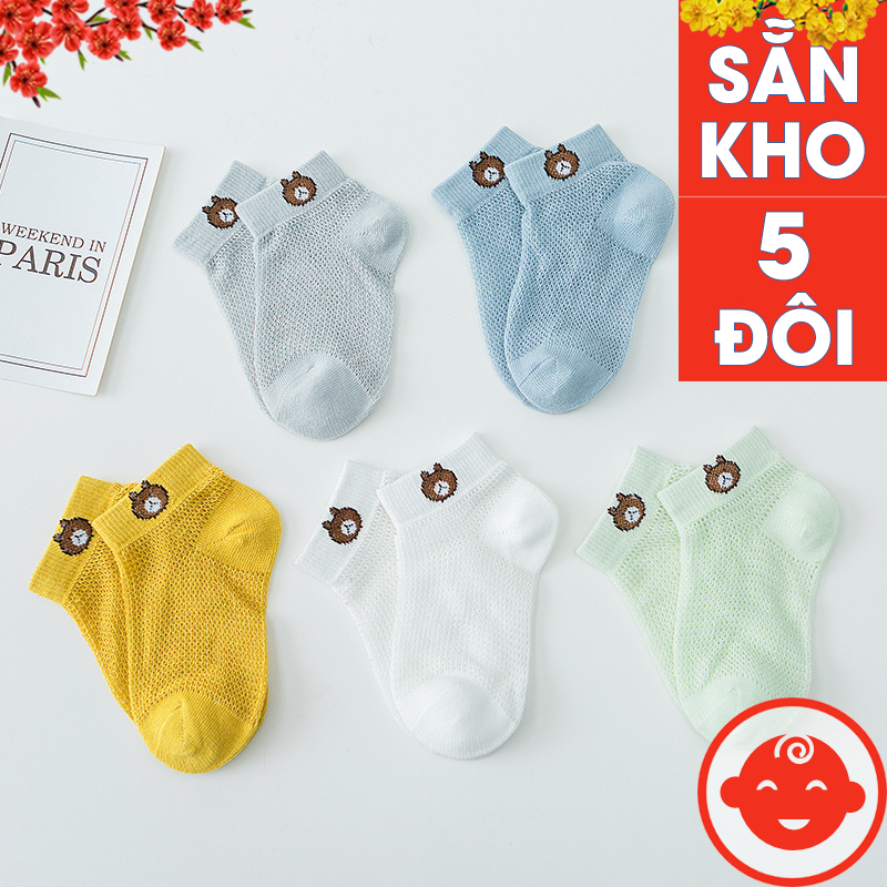 Sét 5 đôi tất lưới HÌNH GẤU cho bé TCN03