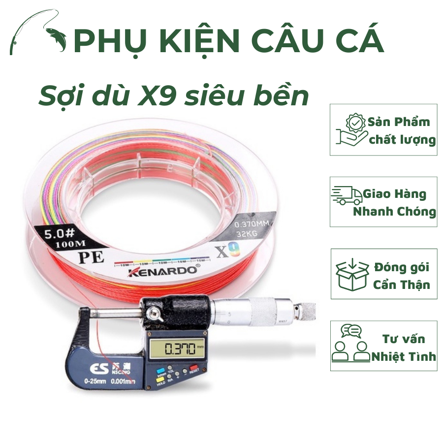 dây dù câu cá PE X9 siêu bền