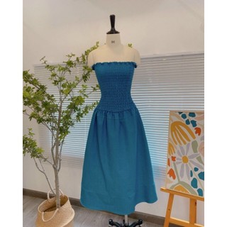 Đầm jeans cup ngực nhíu