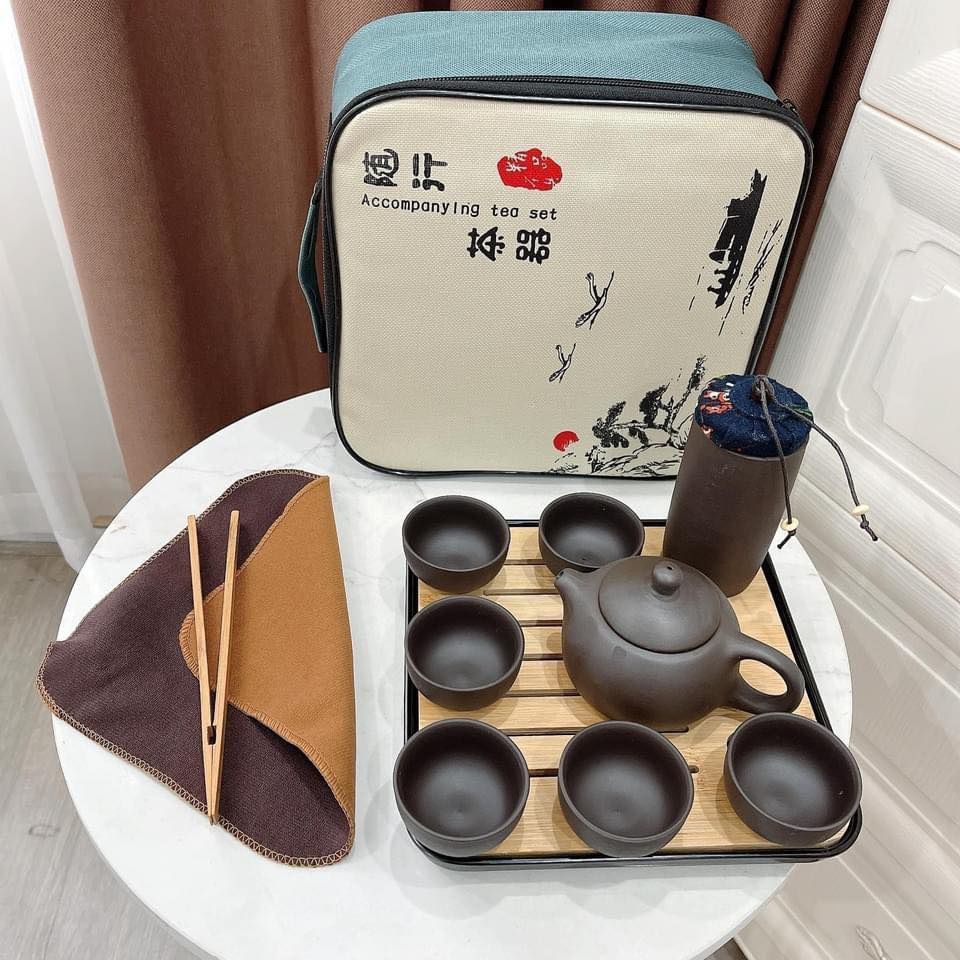 Bộ Ấm Chén Uống Trà Tử Sa 6 Chén, 12 Món - Bộ Ấm Chén Trà Đạo Sứ Thanh Kèm Túi Đựng Xách Tay Dùng Làm Quà Tặng | BigBuy360 - bigbuy360.vn