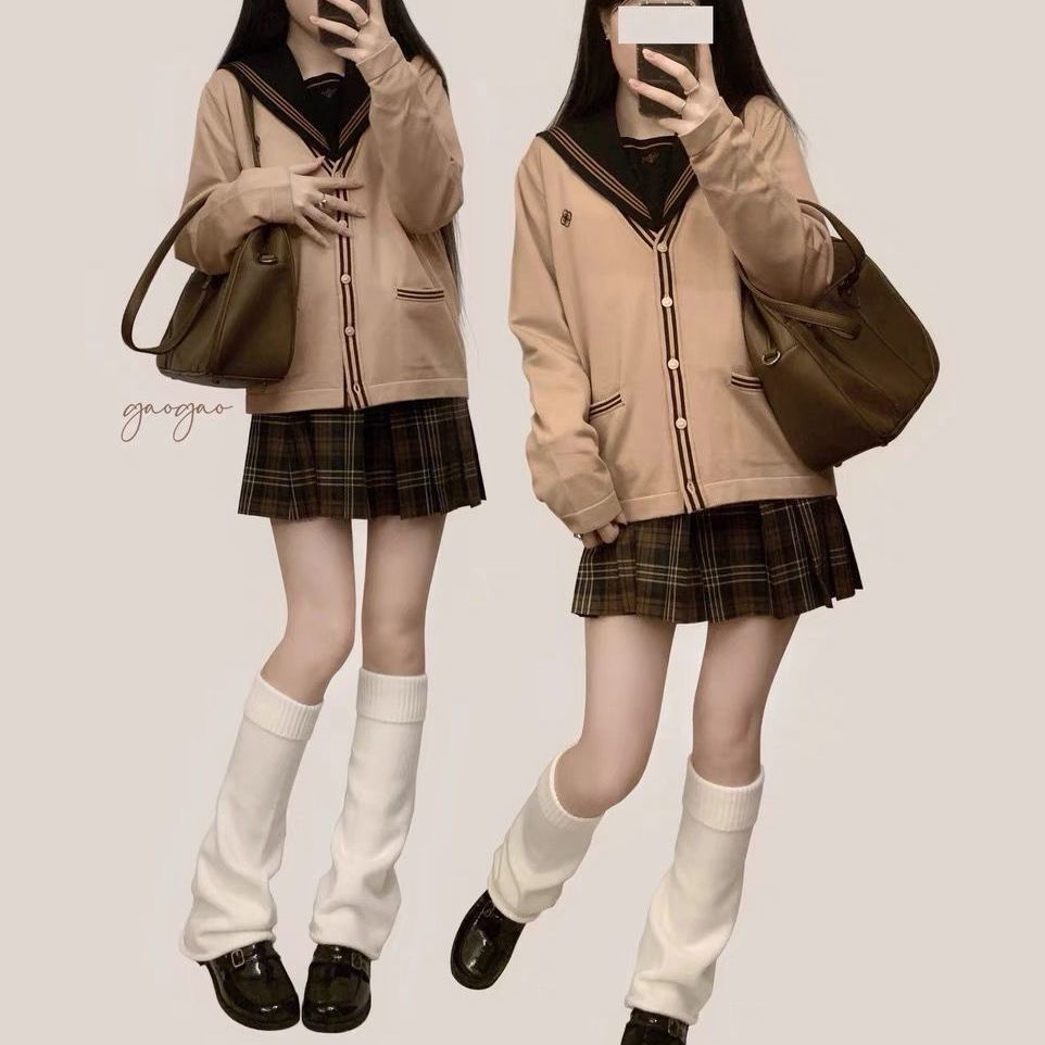 Tất Ống loe Chân Dệt Kim đen trắng ống loe giãn giữ ấm Phong Cách Lolita JK Thời Trang học sinh Cho Nữ