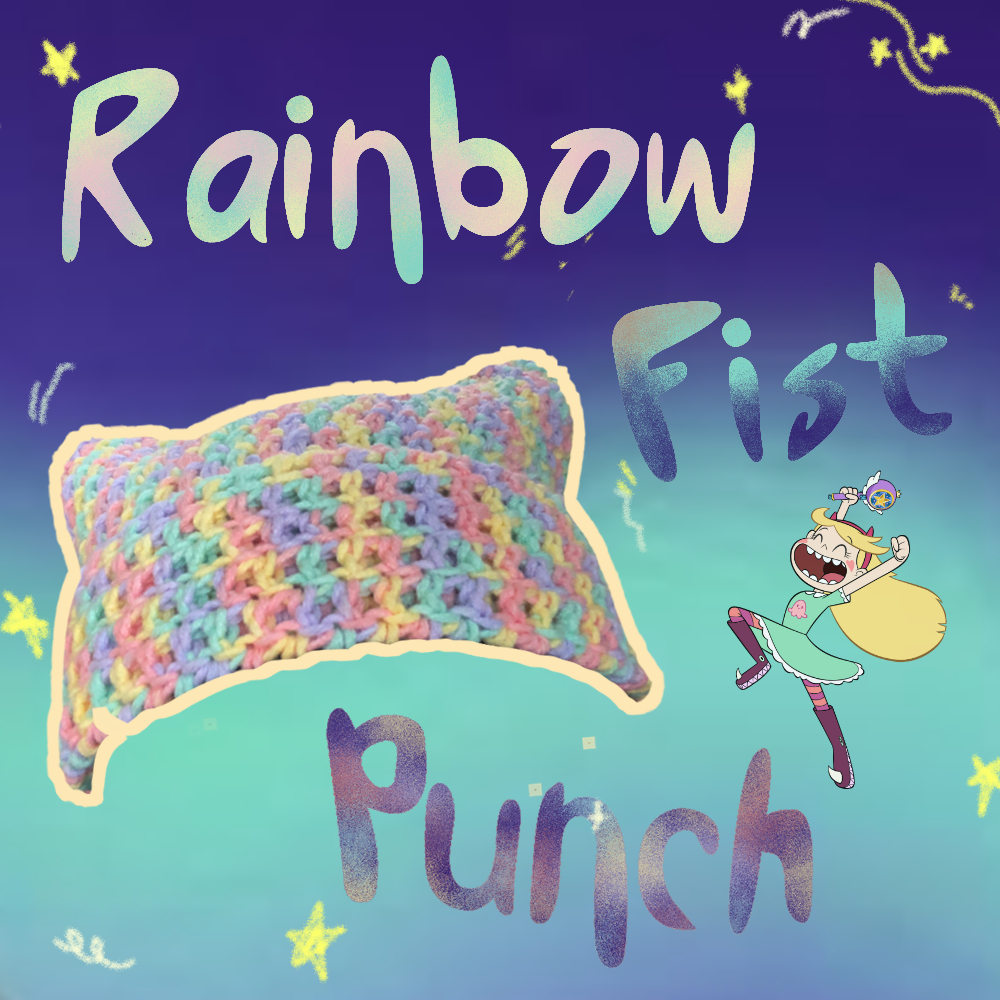 Rainbow Fist Punch - Cat beanie, mũ móc len mèo cầu vồng handmade