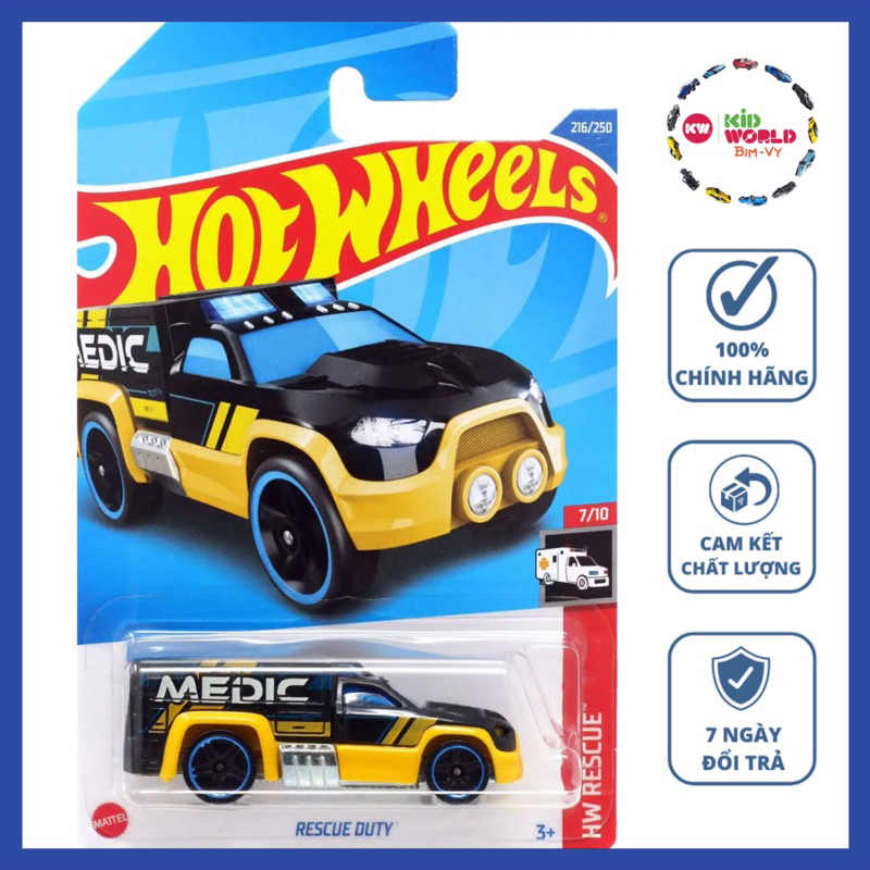 Xe mô hình Hot Wheels basic Cứu thương Rescue Duty HCW26.