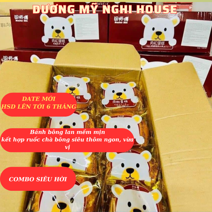1 Chiếc bánh ruốc gấu Đài Loan  DMN House, bánh bông lan chà bông siêu ngon, mềm mịn, vị vừa ăn