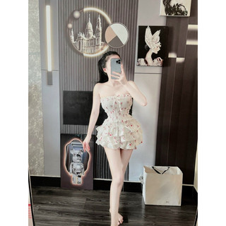 sét áo hoa croptop mix chân váy