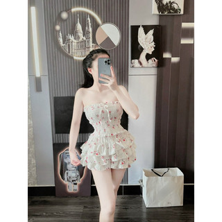 sét áo hoa croptop mix chân váy