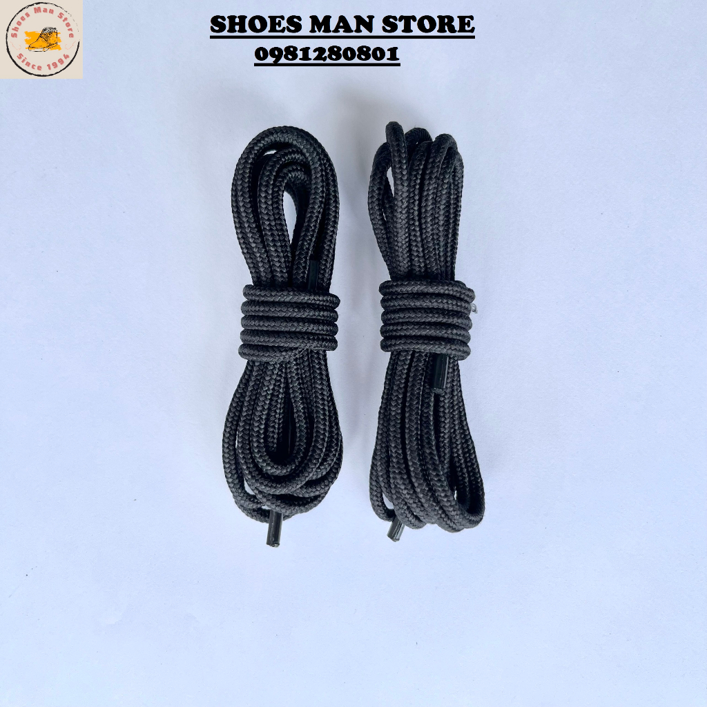 Dây Giày Boots Bản Tròn Dài 120cm Màu Đen