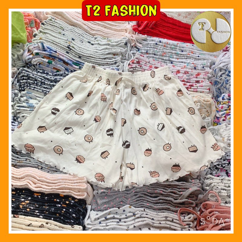 Quần short nữ, quần đùi cotton, quần ngủ nữ xoè hoạ tiết siêu xinh