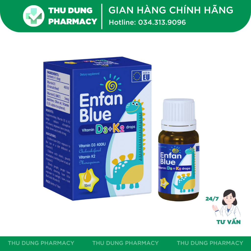 Vitamin D3 K2 MK7 Enfan Blue D3K2 Drops – Nhà thuốc Thu Dung