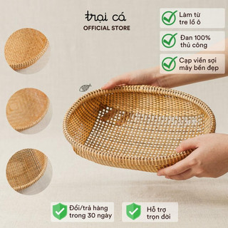 Rổ Tre Oval Đa Năng TRẠI CÁ Rổ Rửa Rau Củ, Rổ Đựng Hoa Quả, Đồ Ăn, Đồ Dùng Nhà Bếp, Đồ Gia Dụng, Decor Chụp Ảnh