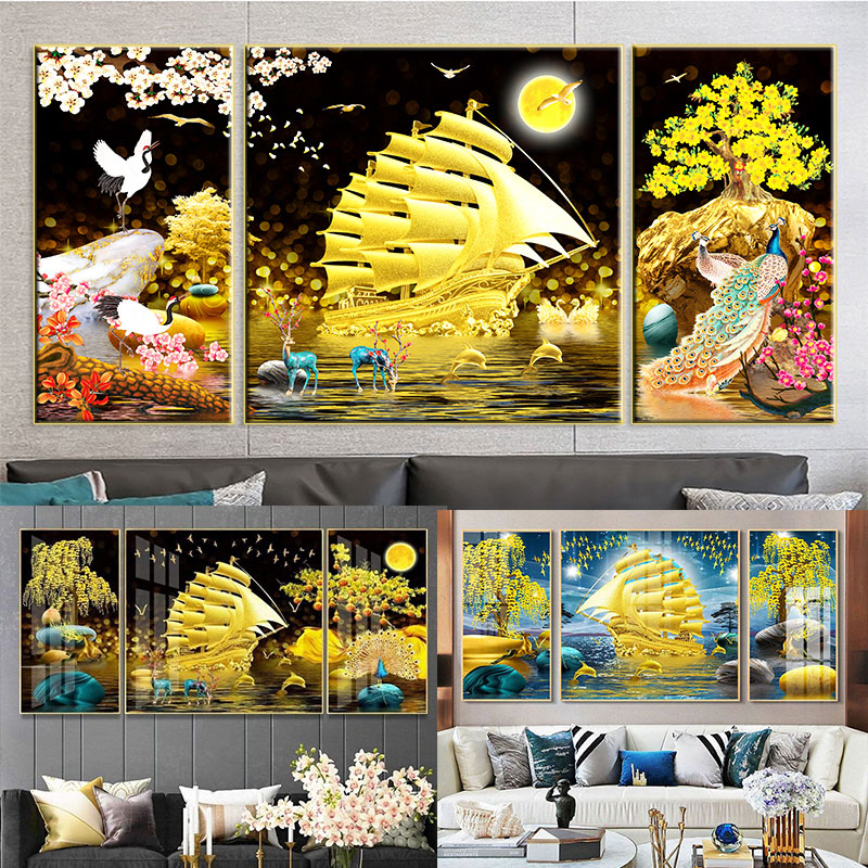 Tranh Tráng Gương Laminate Cao Cấp (160X80CM), Tranh Treo Tường, Tranh Thuận Buồm Xuôi Gió