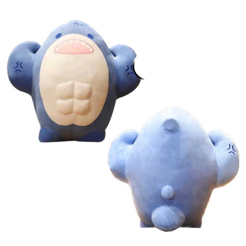 Thú Nhồi Bông Cá Mập Cơ Bắp 2 Size Mềm Mịn Siêu Cute
