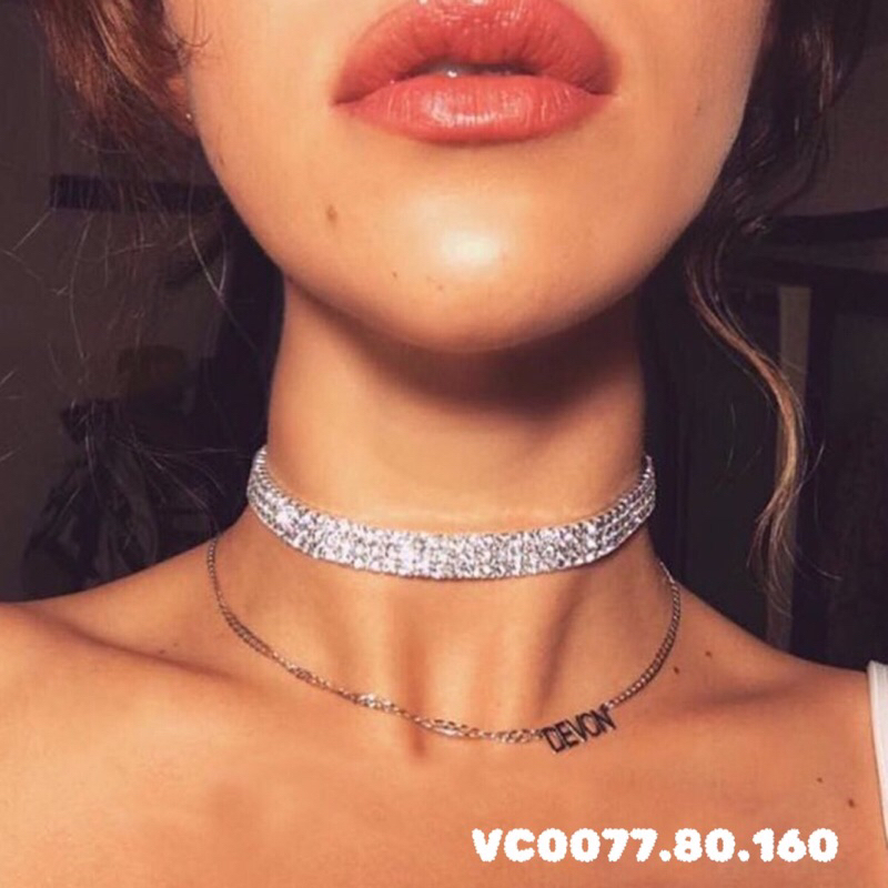 Vòng cổ choker đính đá nhân tạo thiết kế nhiều kiểu dáng sang trọng đi chơi đi tiệc