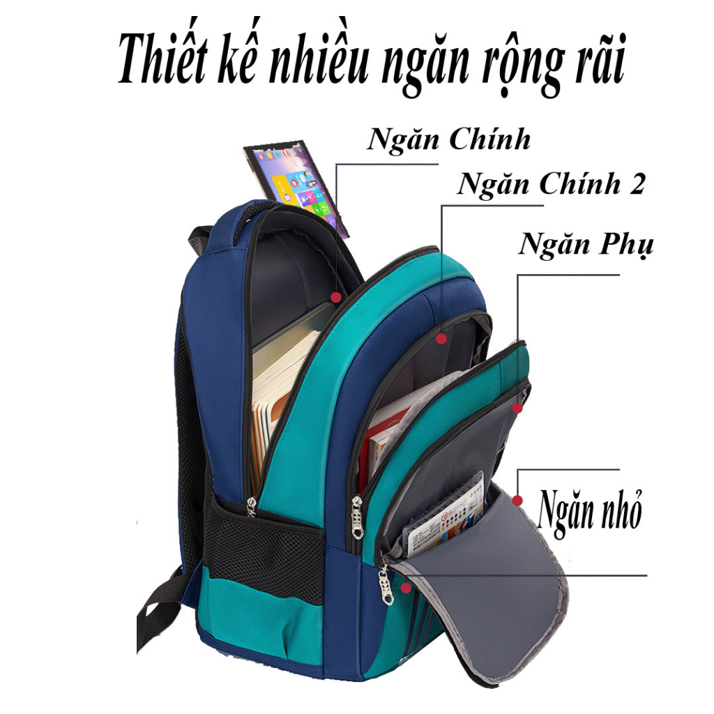 Balo học sinh tiểu học cho bé trai bé gái -cặp học sinh trẻ em từ lớp 3 - tới cấp 12 chống thấm có phản quang