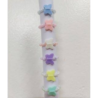 Nhẫn hạt cườm hình bướm nhiều màu pastel