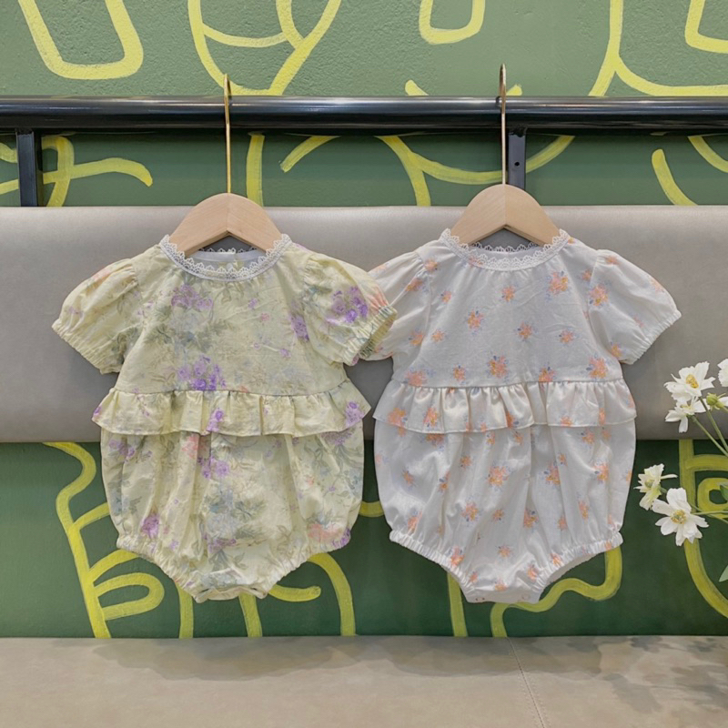 Body suit vintage phối bèo cho bé