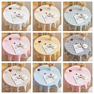 (90*90CM-DÀY ĐẸP) Khăn trải bàn vuông tròn màu trơn, Thảm dệt cotton tuarua nhiều mẫu đẹp